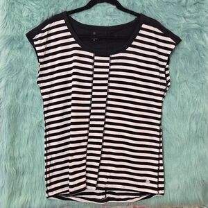 Talbots White And Black Striped Sleeveless Top Size M